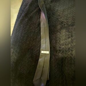 Pierre Cardin Abstract Tan Silver Print Short Wide Silk Tie